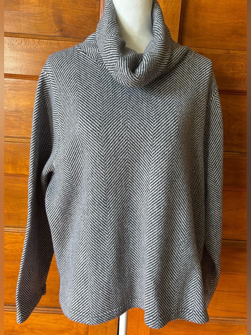 J. Crew Herringbone Cowl Neck Sweater - Black & White